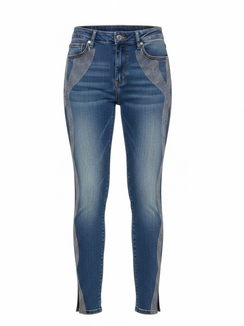 Vocal Blue Skinny Jeans with Crystal Side Detailing